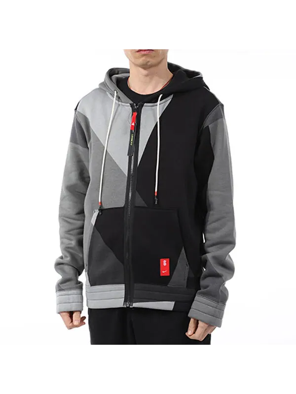 Толстовка Men's Nike Kyrie Irving Colorblock Zipper Hooded Jacket Gray — изображение 3 из 4, серый