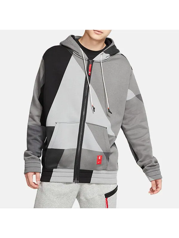 Толстовка Men's Nike Kyrie Irving Colorblock Zipper Hooded Jacket Gray — изображение 4 из 4, серый