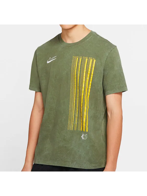 Футболка dri-fit kd retro washed embroidered logo sports short sleeve green army green Nike — изображение 2 из 2, зеленый
