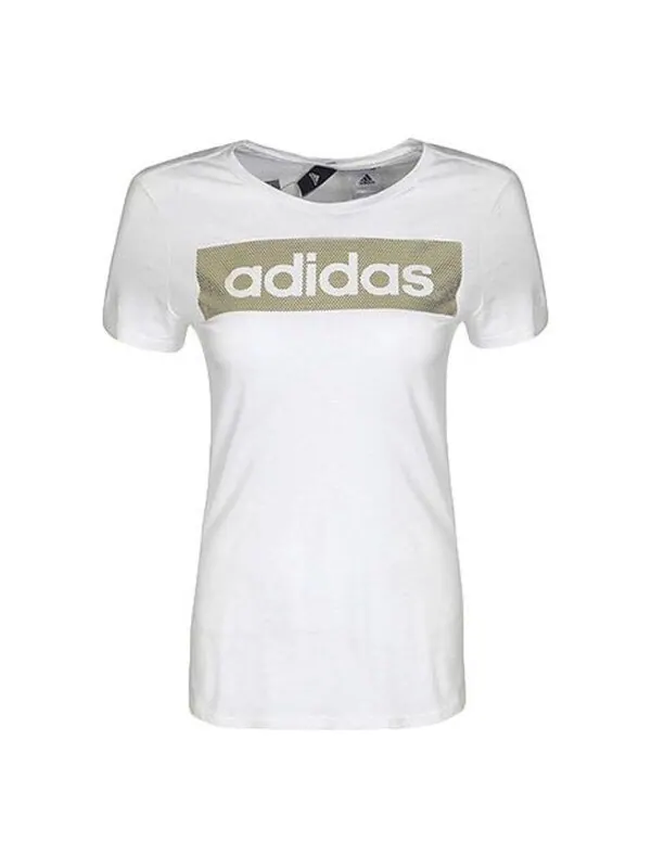 Футболка Essentials логотип футболка азиатские размеры Adidas — изображение 1 из 4, белый/золотистый
