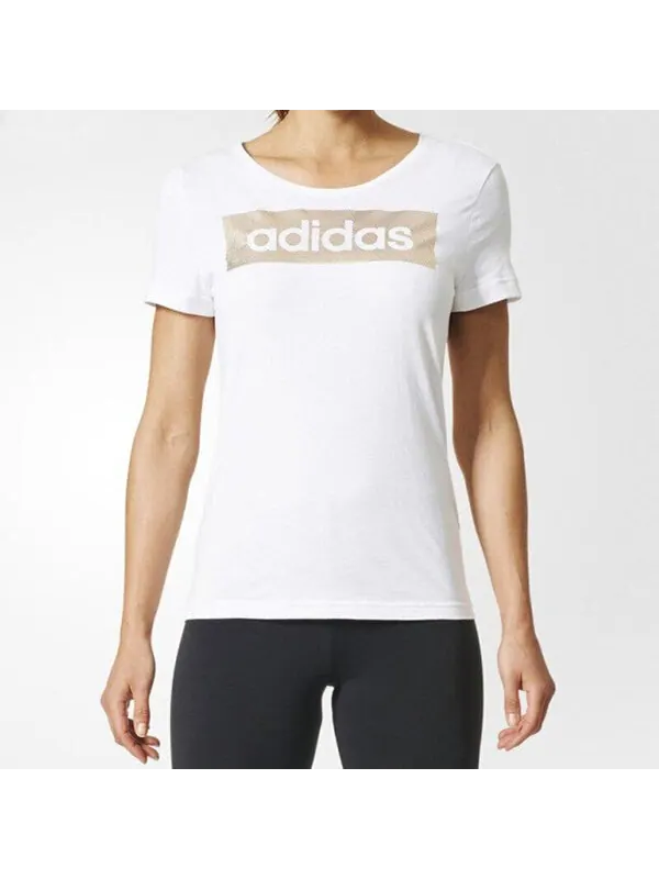 Футболка Essentials логотип футболка азиатские размеры Adidas — изображение 3 из 4, белый/золотистый