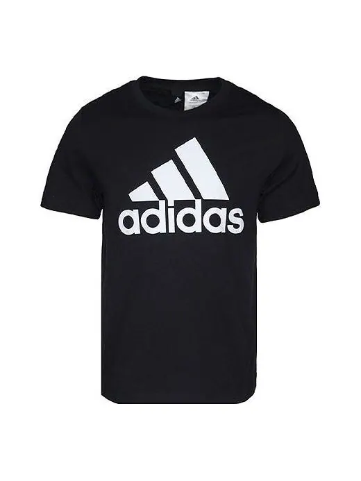 Футболка logo printing sports round neck short sleeve black Adidas — изображение 1 из 4, черный