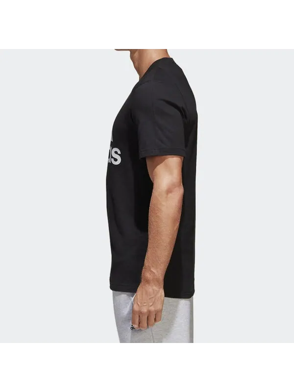 Футболка logo printing sports round neck short sleeve black Adidas — изображение 4 из 4, черный
