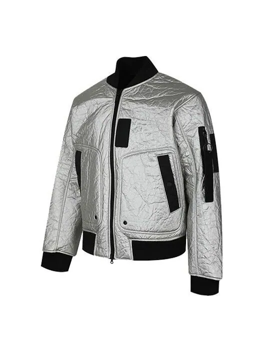 Куртка Air Jordan 23 Engineered MA-1 Zipper Sports Stay Warm Jacket Silver White — изображение 1 из 4, серебристо-белый