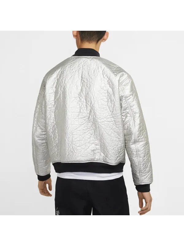Куртка Air Jordan 23 Engineered MA-1 Zipper Sports Stay Warm Jacket Silver White — изображение 4 из 4, серебристо-белый