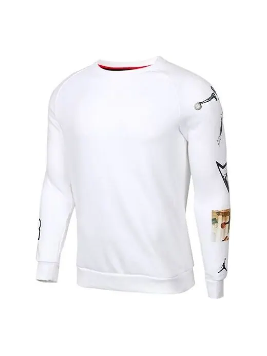 Толстовка Air Jordan Athleisure Casual Sports Printing Round Neck Long Sleeves White — изображение 1 из 4, белый