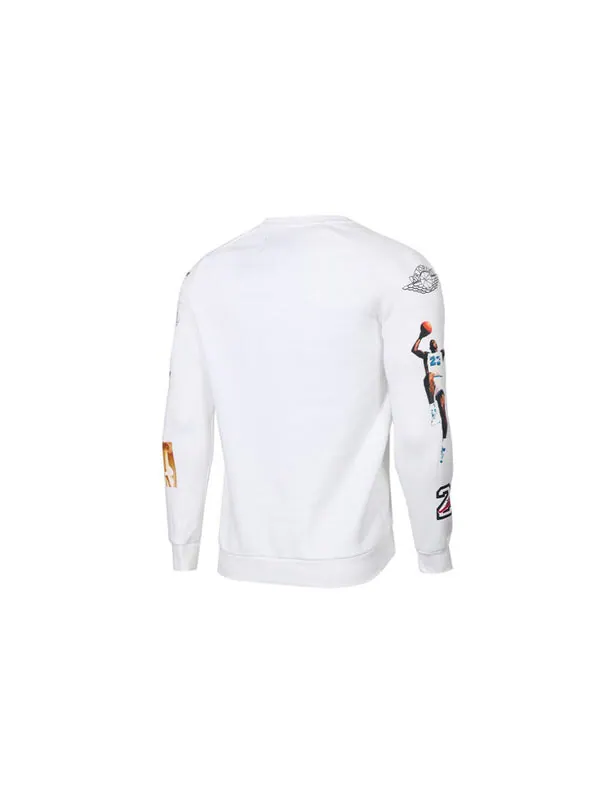 Толстовка Air Jordan Athleisure Casual Sports Printing Round Neck Long Sleeves White — изображение 2 из 4, белый