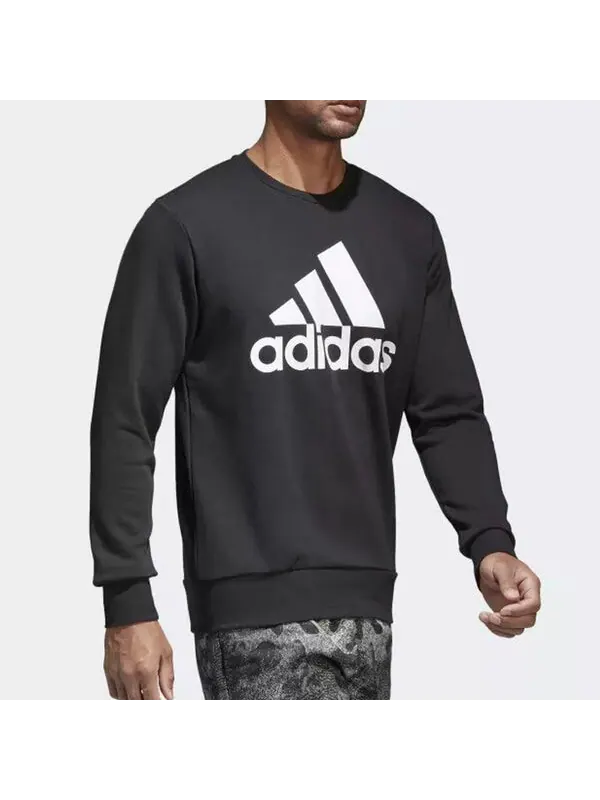 Толстовка adidas Essentials Logo Crewneck Sweatshirt — изображение 4 из 4, черный
