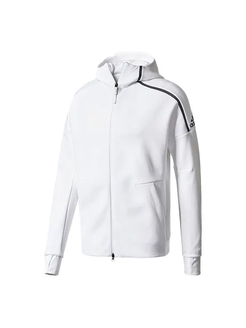 Куртка Men's adidas Logo Knit White Hooded Jacket — изображение 1 из 4, белый