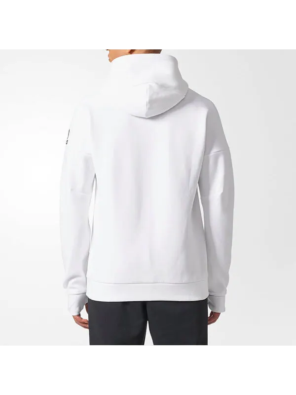 Куртка Men's adidas Logo Knit White Hooded Jacket — изображение 4 из 4, белый