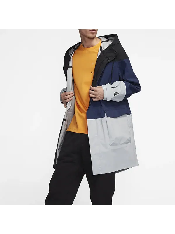 Куртка men's lab colorblock sports hooded windbreaker jacket multicolor 'black navy grey' Nike — изображение 4 из 4