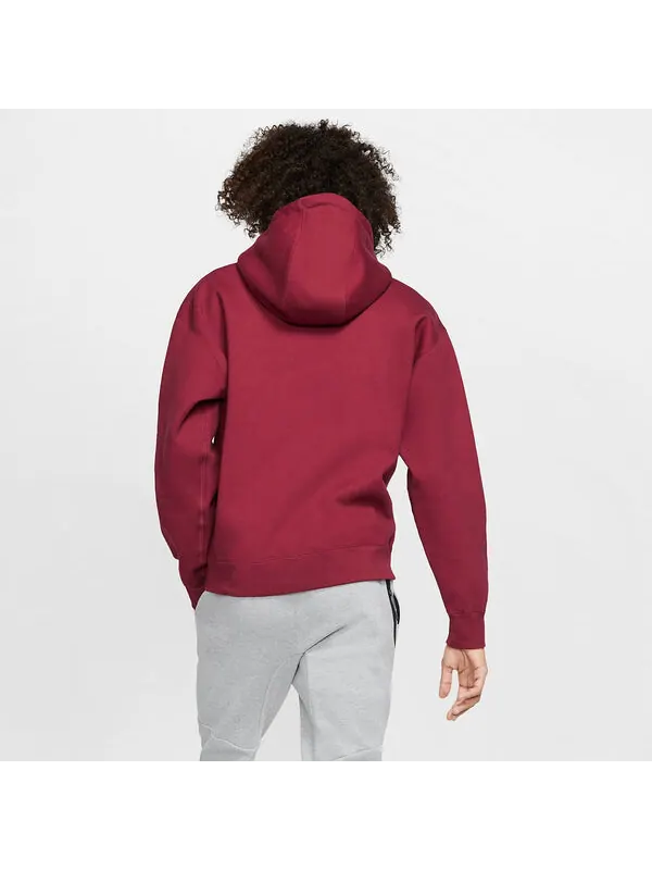 Толстовка Nike Lab Solo Swoosh Hoodie 'Burgundy' — изображение 2 из 4, бордовый/белый