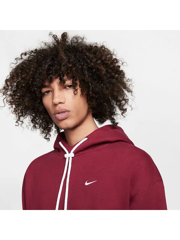Толстовка Nike Lab Solo Swoosh Hoodie 'Burgundy' — изображение 3 из 4, бордовый/белый