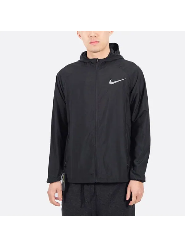 Куртка quick-drying sports windbreaker hooded jacket 'black' Nike — изображение 3 из 4, черный