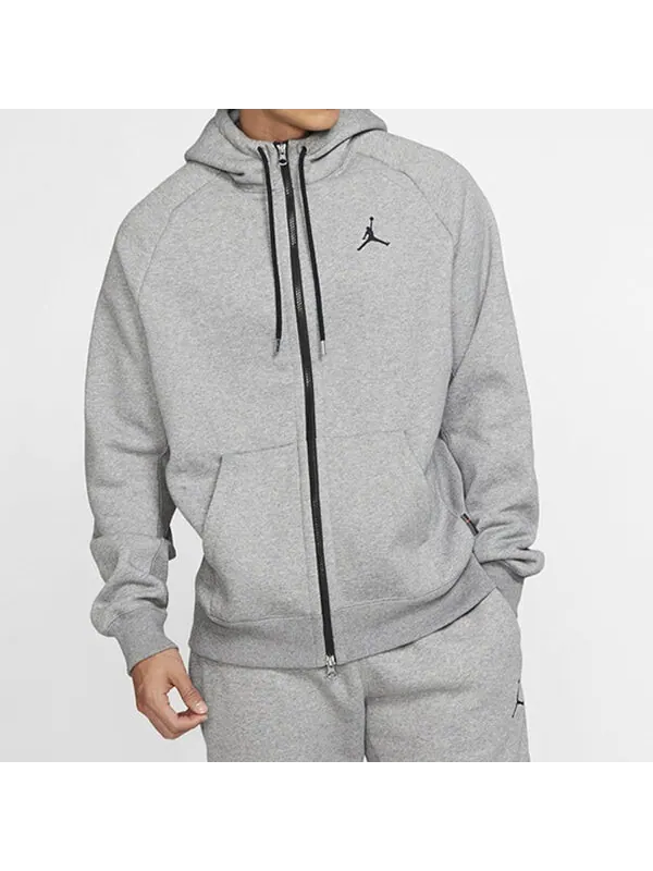 Куртка Men's Air Jordan Hooded Fleece Lined Gray Jacket — изображение 2 из 3, серый