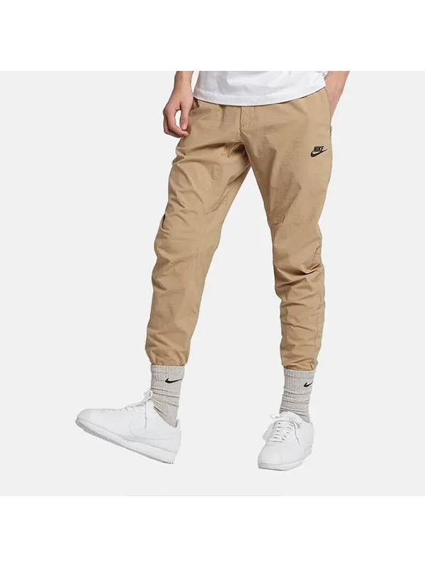 Брюки small logo pattern woven athleisure casual sports long pants khaki Nike — изображение 3 из 4, хаки