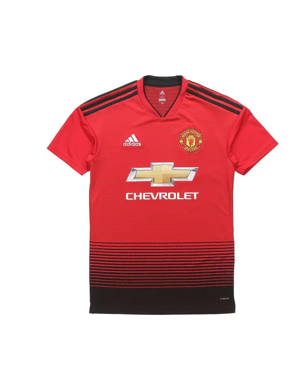 Спортивная футболка manchester united 18/19 fan edition home jersey 'red black' Adidas — изображение 1 из 4, красный/черный