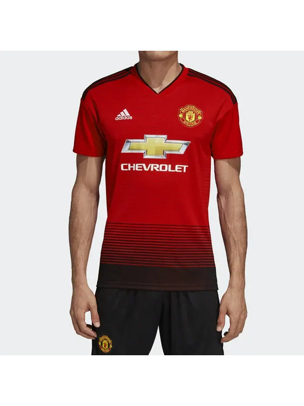 Спортивная футболка manchester united 18/19 fan edition home jersey 'red black' Adidas — изображение 3 из 4, красный/черный
