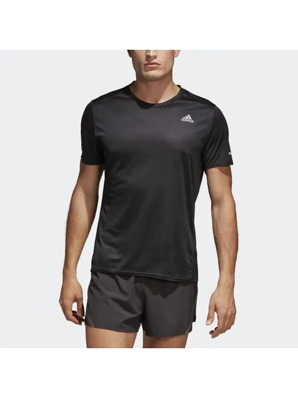 Футболка adidas Run Tee M CG Running Sports Round Neck Short Sleeve Black — изображение 3 из 4, черный