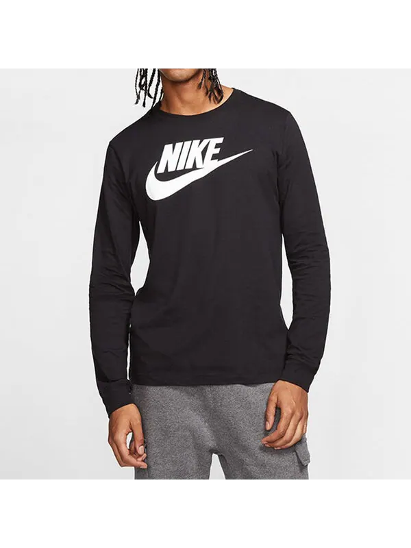 Футболка sportswear futura icon logo printed casual collar long sleeved male black Nike — изображение 3 из 4, черный