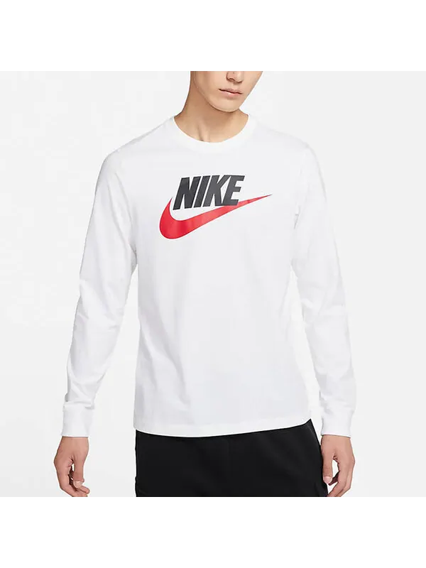 Футболка sportswear futura icon logo printed casual collar long sleeved male white Nike — изображение 3 из 4, белый