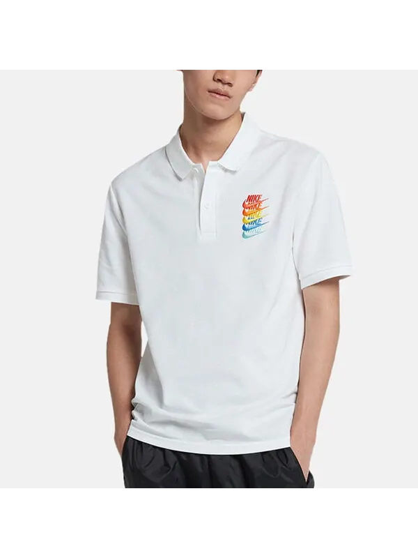 Футболка sportswear rainbow gradient polo shirt white Nike — изображение 4 из 4, белый
