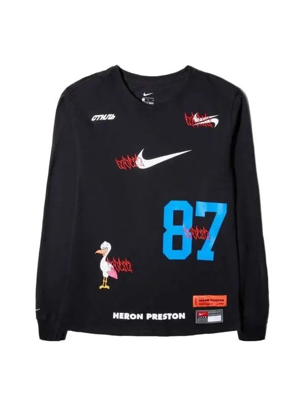 Толстовка Nike x Heron Preston L/S Tee 'Black' — изображение 1 из 4, черный/мульти