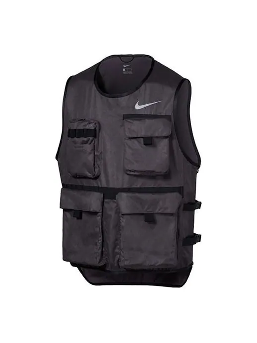 Жилет multi-pocket function trend tooling sports running vest grey gray Nike — изображение 1 из 2, серый