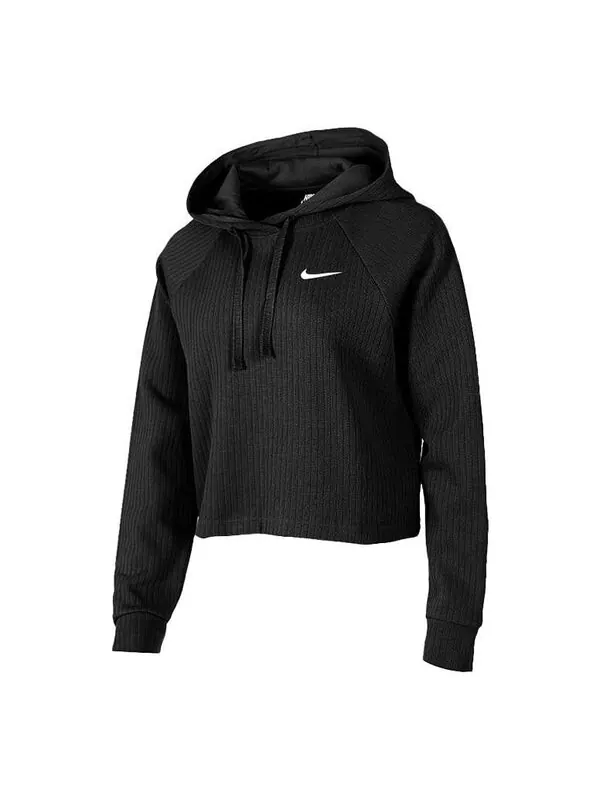 Толстовка (WMNS) Nike Sportswear Cropped Hoodie 'Black White' — изображение 1 из 4, черный/белый