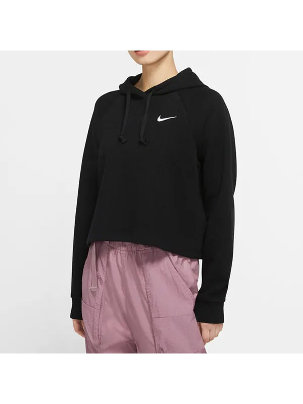 Толстовка (WMNS) Nike Sportswear Cropped Hoodie 'Black White' — изображение 3 из 4, черный/белый