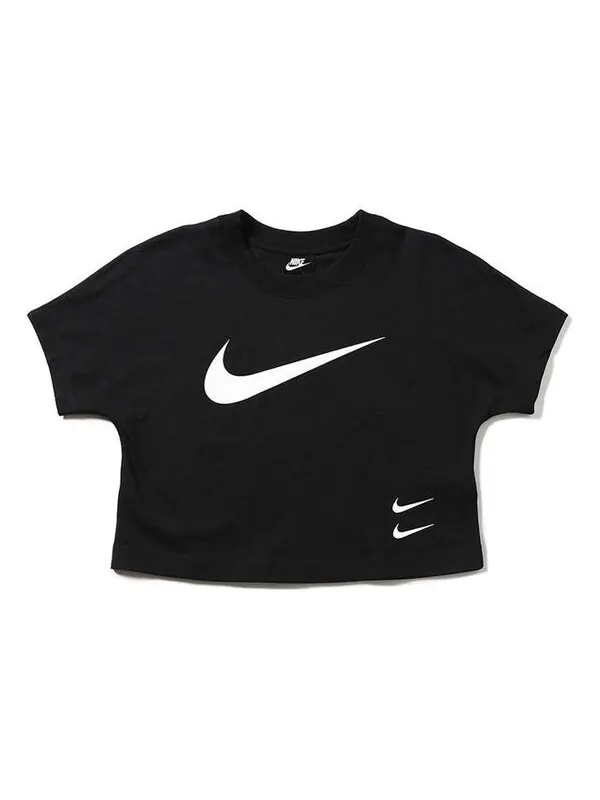 Футболка спортивная одежда с логотипом swoosh повседневная короткая футболка Nike — изображение 1 из 4, черный