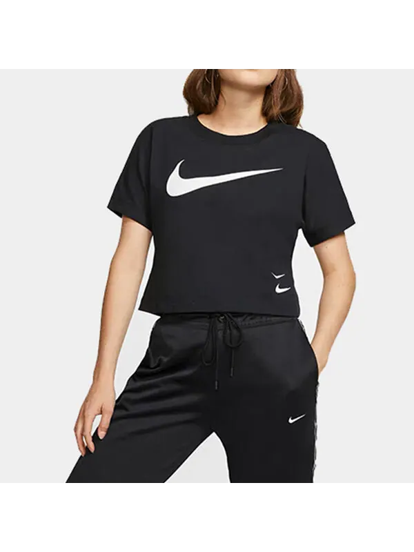Футболка спортивная одежда с логотипом swoosh повседневная короткая футболка Nike — изображение 3 из 4, черный