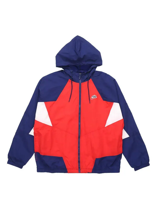 Куртка Nike Sportswear Heritage Windrunner Splicing hooded Woven Logo Jacket Red Blue Redblue — изображение 1 из 4, синий