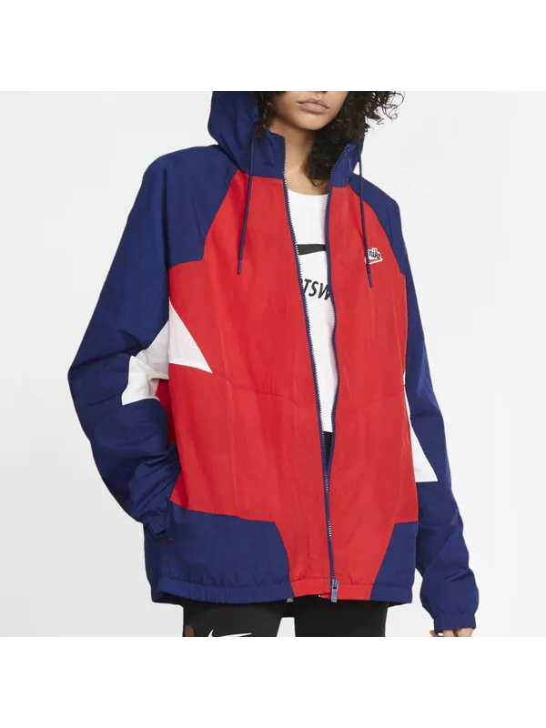 Куртка Nike Sportswear Heritage Windrunner Splicing hooded Woven Logo Jacket Red Blue Redblue — изображение 3 из 4, синий