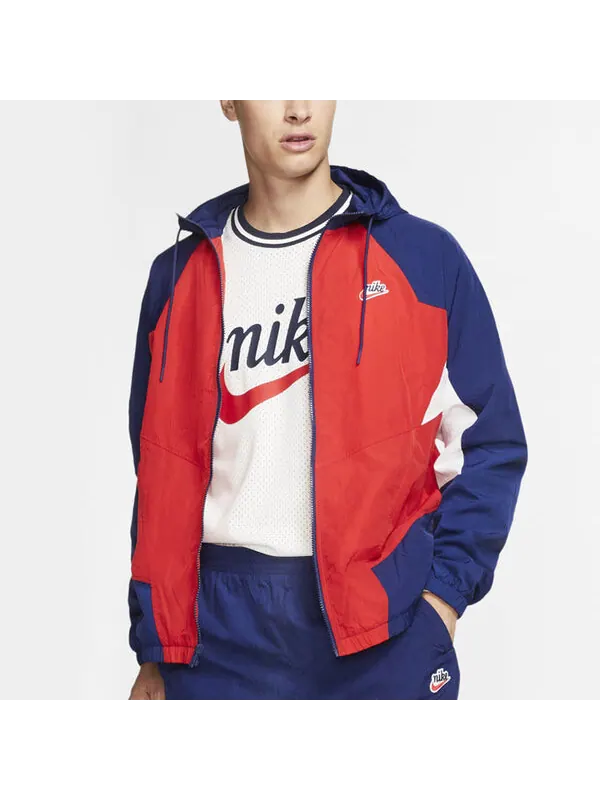 Куртка Nike Sportswear Heritage Windrunner Splicing hooded Woven Logo Jacket Red Blue Redblue — изображение 4 из 4, синий