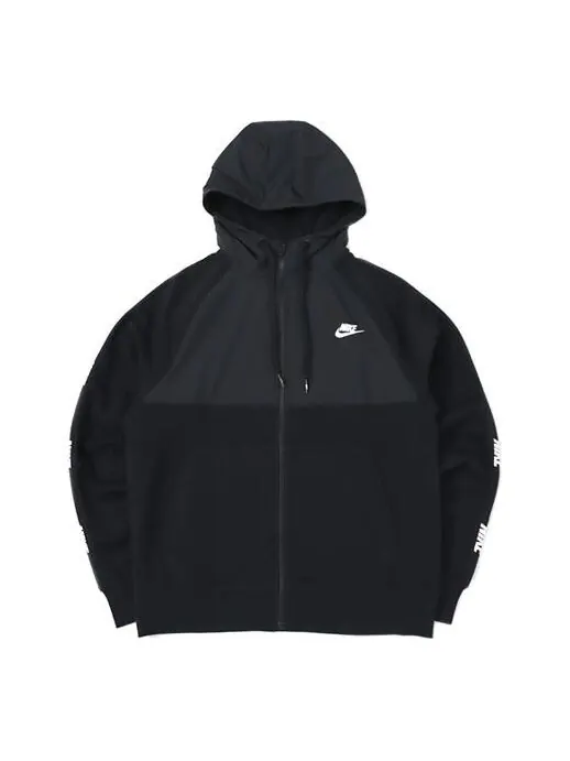 Толстовка Nike As Sportswear Ce Fz Bb Hybri 'Black' — изображение 1 из 4, черный