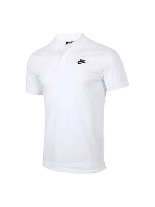 Футболка спортивная с лацканами и коротким рукавом поло белая Nike — изображение 1 из 4, белый