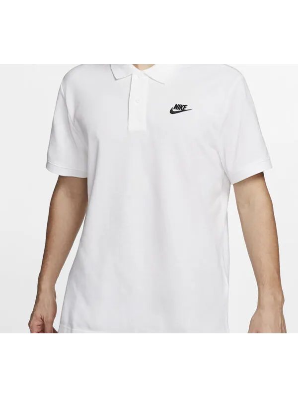 Футболка спортивная с лацканами и коротким рукавом поло белая Nike — изображение 4 из 4, белый