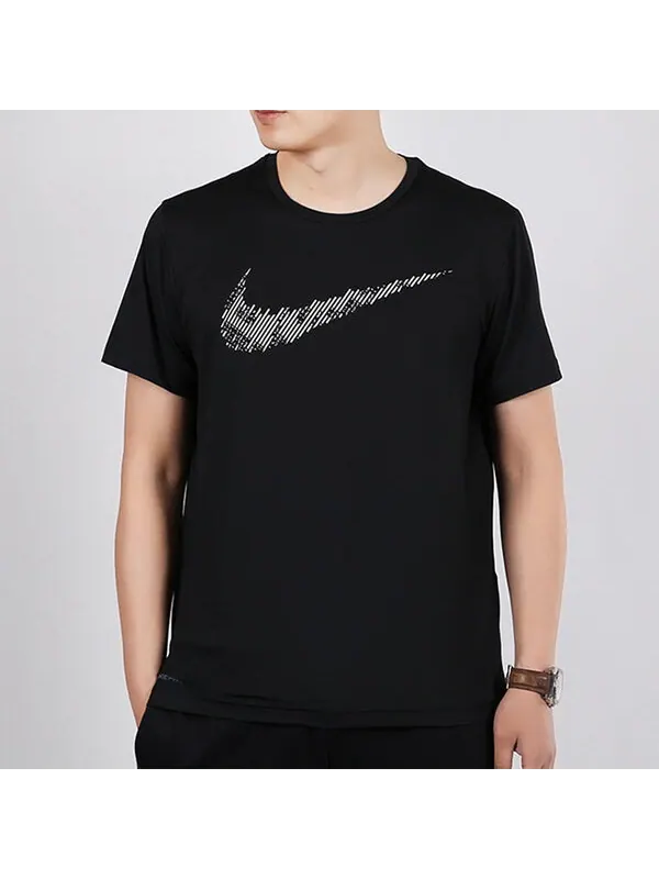 Футболка dri fit с принтом тренировочные Топ с коротким рукавом Nike — изображение 3 из 4, черный