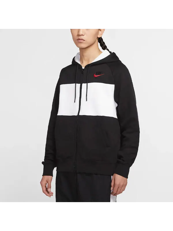 Толстовка men's air full-length zipper cardigan fleece black Nike — изображение 3 из 4, черный