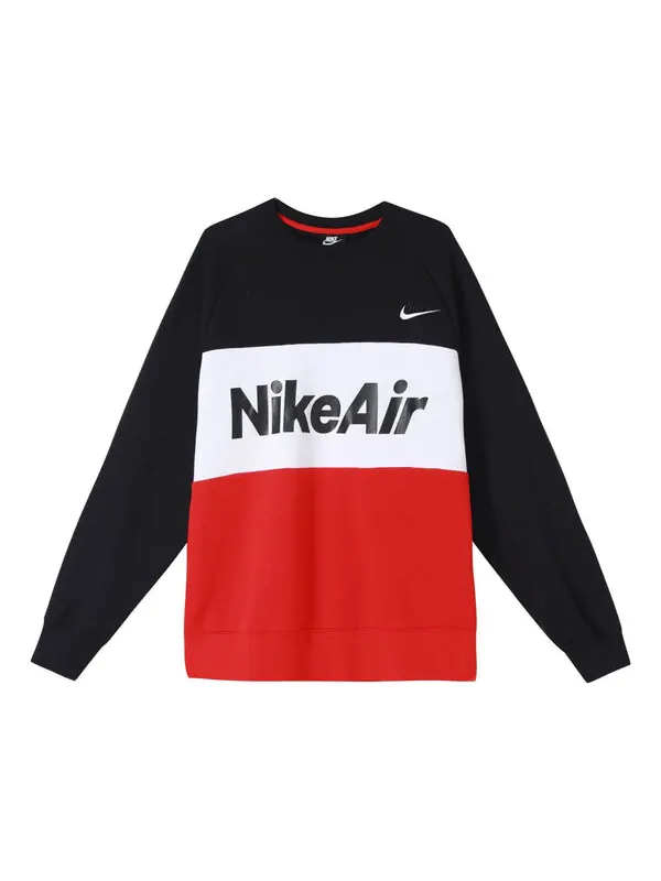 Толстовка Nike Air Splicing Colorblock Large Logo Fleece Round Neck Black — изображение 1 из 4, черный
