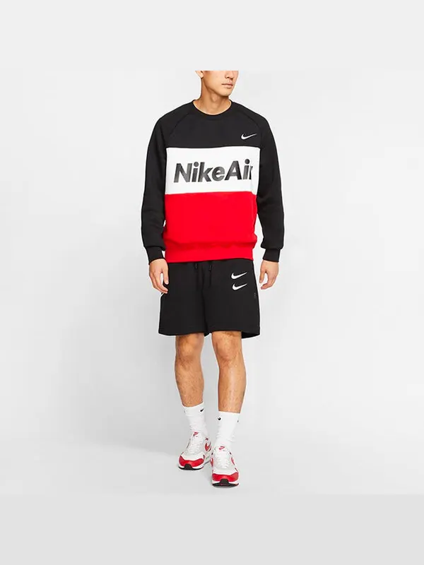 Толстовка Nike Air Splicing Colorblock Large Logo Fleece Round Neck Black — изображение 3 из 4, черный