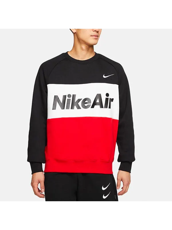 Толстовка Nike Air Splicing Colorblock Large Logo Fleece Round Neck Black — изображение 4 из 4, черный