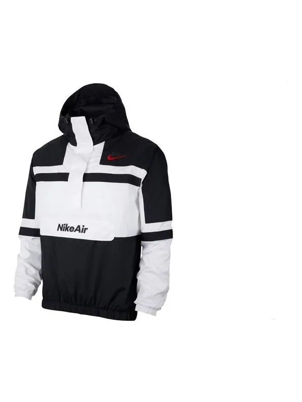 Куртка Nike Men's Jacket Hooded Sportswear Polyester 'Black White' — изображение 1 из 4, черный/белый