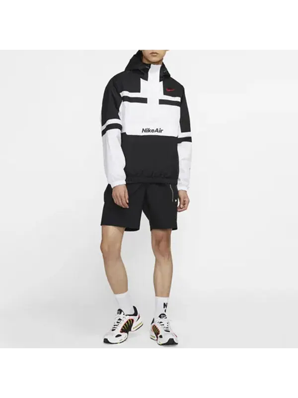 Куртка Nike Men's Jacket Hooded Sportswear Polyester 'Black White' — изображение 3 из 4, черный/белый