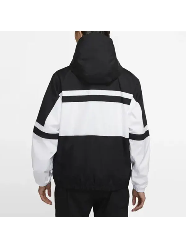 Куртка Nike Men's Jacket Hooded Sportswear Polyester 'Black White' — изображение 4 из 4, черный/белый
