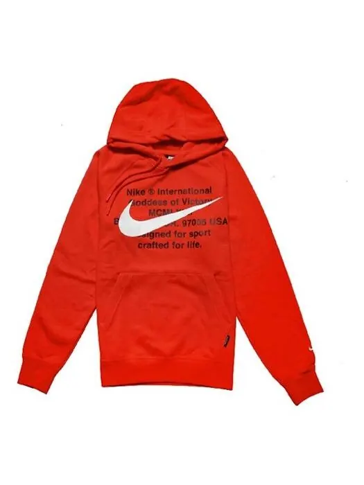 Толстовка Nike Sportswear Swoosh Large Printing Pullover Orange Red Orangered — изображение 1 из 4, оранжевый красный
