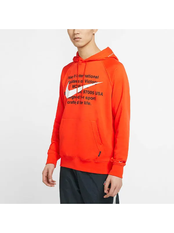 Толстовка Nike Sportswear Swoosh Large Printing Pullover Orange Red Orangered — изображение 4 из 4, оранжевый красный