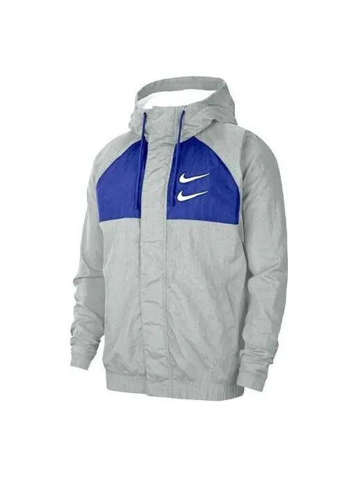 Куртка swoosh sports contrasting colors printing alphabet hooded jacket gray Nike — изображение 1 из 4, серый