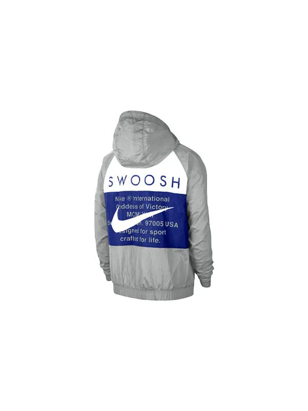 Куртка swoosh sports contrasting colors printing alphabet hooded jacket gray Nike — изображение 2 из 4, серый